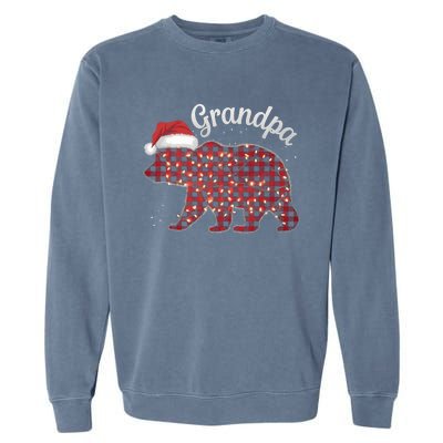 Christmas Bear Grandpa Xmas Buffalo Lights Holiday Gift Garment-Dyed Sweatshirt