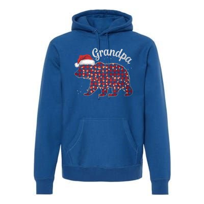 Christmas Bear Grandpa Xmas Buffalo Lights Holiday Gift Premium Hoodie