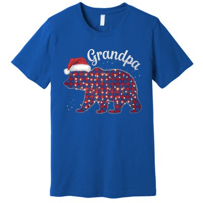 Christmas Bear Grandpa Xmas Buffalo Lights Holiday Gift Premium T-Shirt