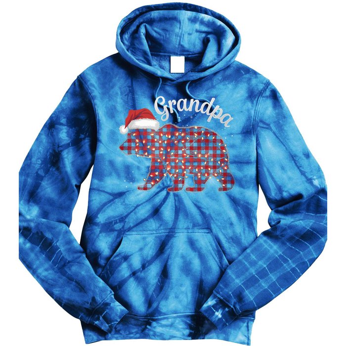 Christmas Bear Grandpa Xmas Buffalo Lights Holiday Gift Tie Dye Hoodie