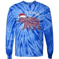 Christmas Bear Grandpa Xmas Buffalo Lights Holiday Gift Tie-Dye Long Sleeve Shirt