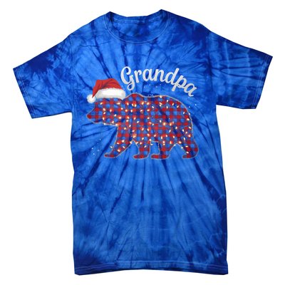 Christmas Bear Grandpa Xmas Buffalo Lights Holiday Gift Tie-Dye T-Shirt