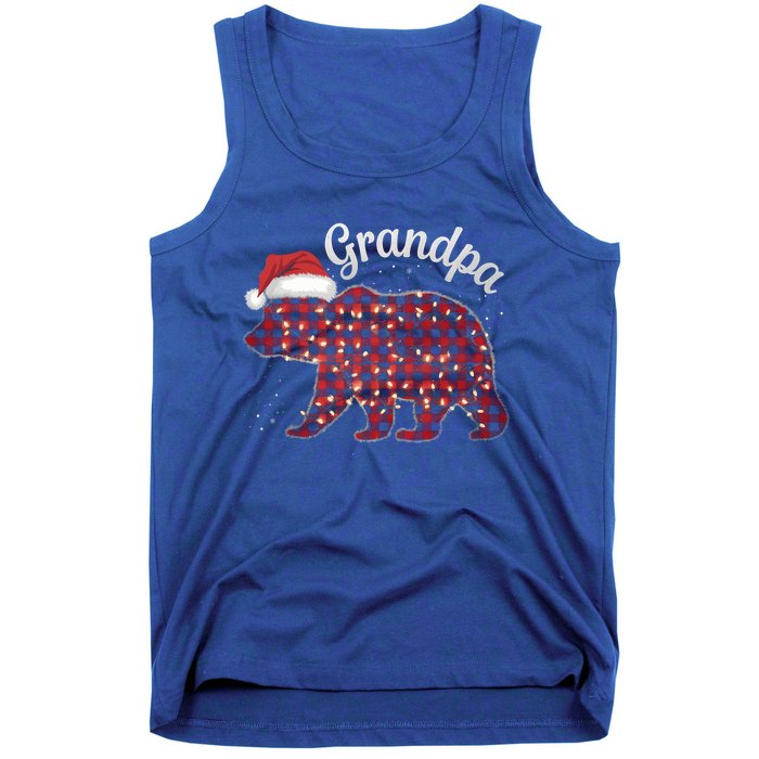 Christmas Bear Grandpa Xmas Buffalo Lights Holiday Gift Tank Top