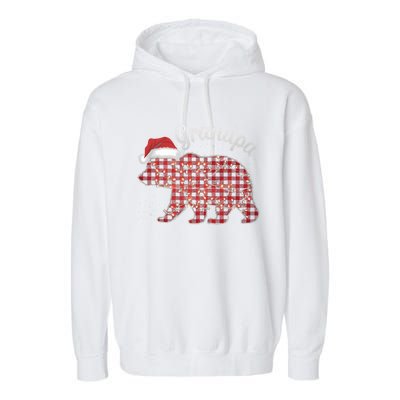 Christmas Bear Grandpa Xmas Buffalo Lights Holiday Gift Garment-Dyed Fleece Hoodie