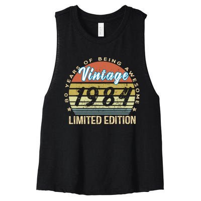 Cool Birthday Gift Vintage 1984 Limited Edition Women's Racerback Cropped Tank