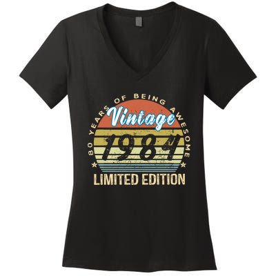 Cool Birthday Gift Vintage 1984 Limited Edition Women's V-Neck T-Shirt