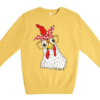 Chicken Bandana Girl Poultry Owner Rancher Farmer Backyard Premium Crewneck Sweatshirt