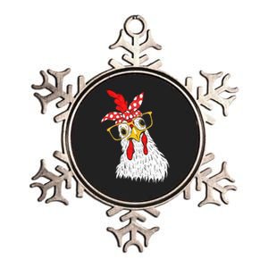 Chicken Bandana Girl Poultry Owner Rancher Farmer Backyard Metallic Star Ornament