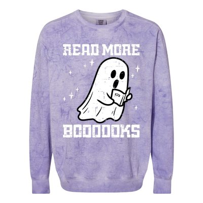 Cute Booooks Ghost Read More Books Funny Teacher Colorblast Crewneck Sweatshirt