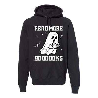 Cute Booooks Ghost Read More Books Funny Teacher Premium Hoodie