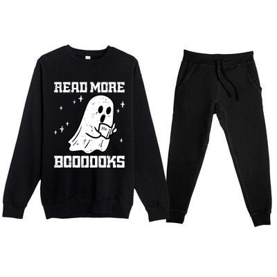 Cute Booooks Ghost Read More Books Funny Teacher Premium Crewneck Sweatsuit Set