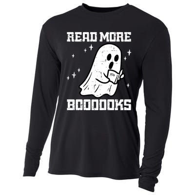 Cute Booooks Ghost Read More Books Funny Teacher Cooling Performance Long Sleeve Crew