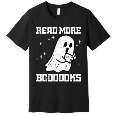 Cute Booooks Ghost Read More Books Funny Teacher Premium T-Shirt