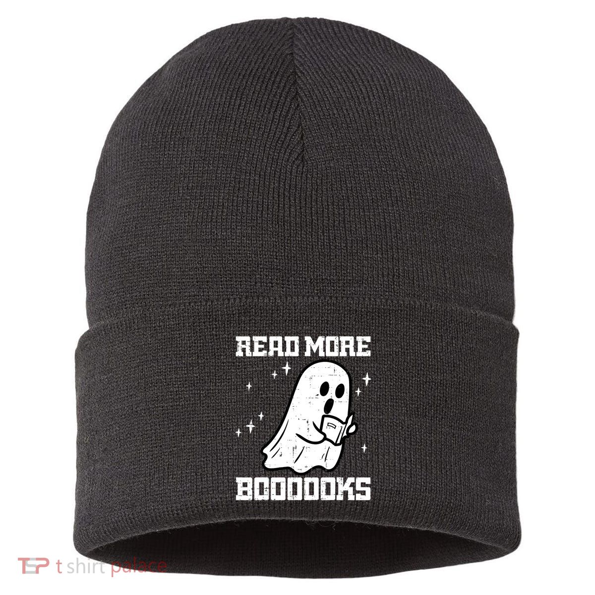 Cute Booooks Ghost Read More Books Funny Teacher Sustainable Knit Beanie