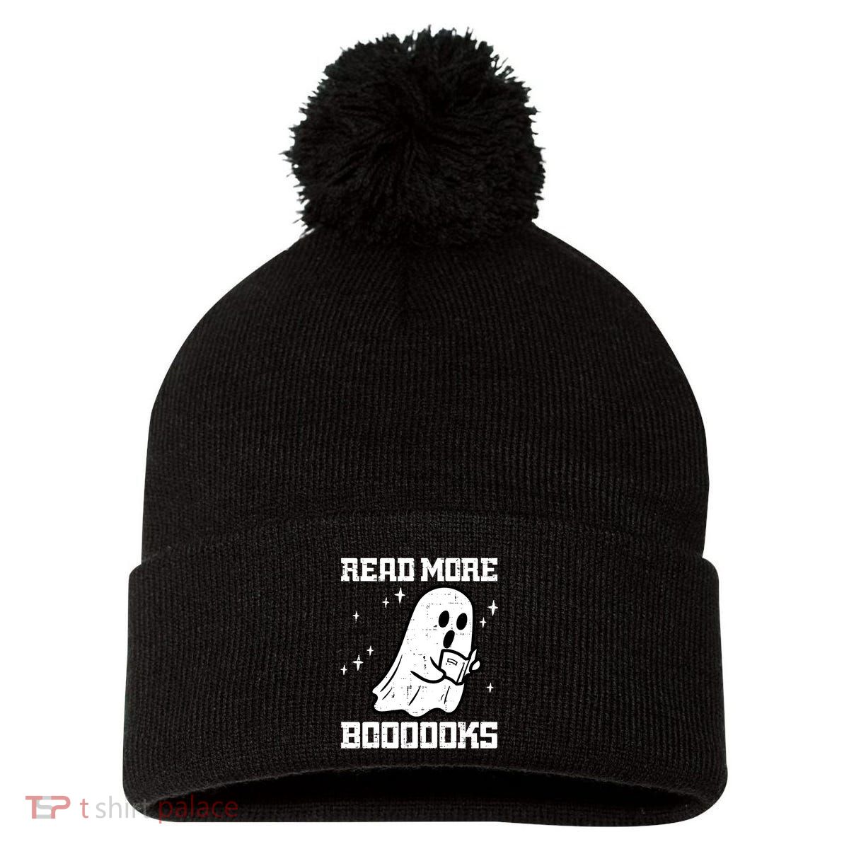 Cute Booooks Ghost Read More Books Funny Teacher Pom Pom 12in Knit Beanie