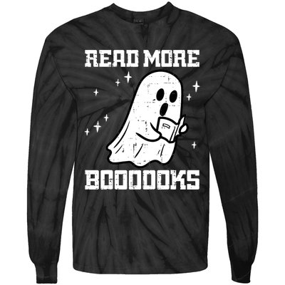 Cute Booooks Ghost Read More Books Funny Teacher Tie-Dye Long Sleeve Shirt