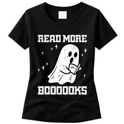 Cute Booooks Ghost Read More Books Funny Teacher Womens T-Shirt