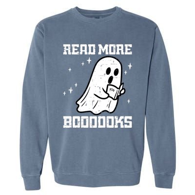 Cute Booooks Ghost Read More Books Funny Teacher Garment-Dyed Sweatshirt