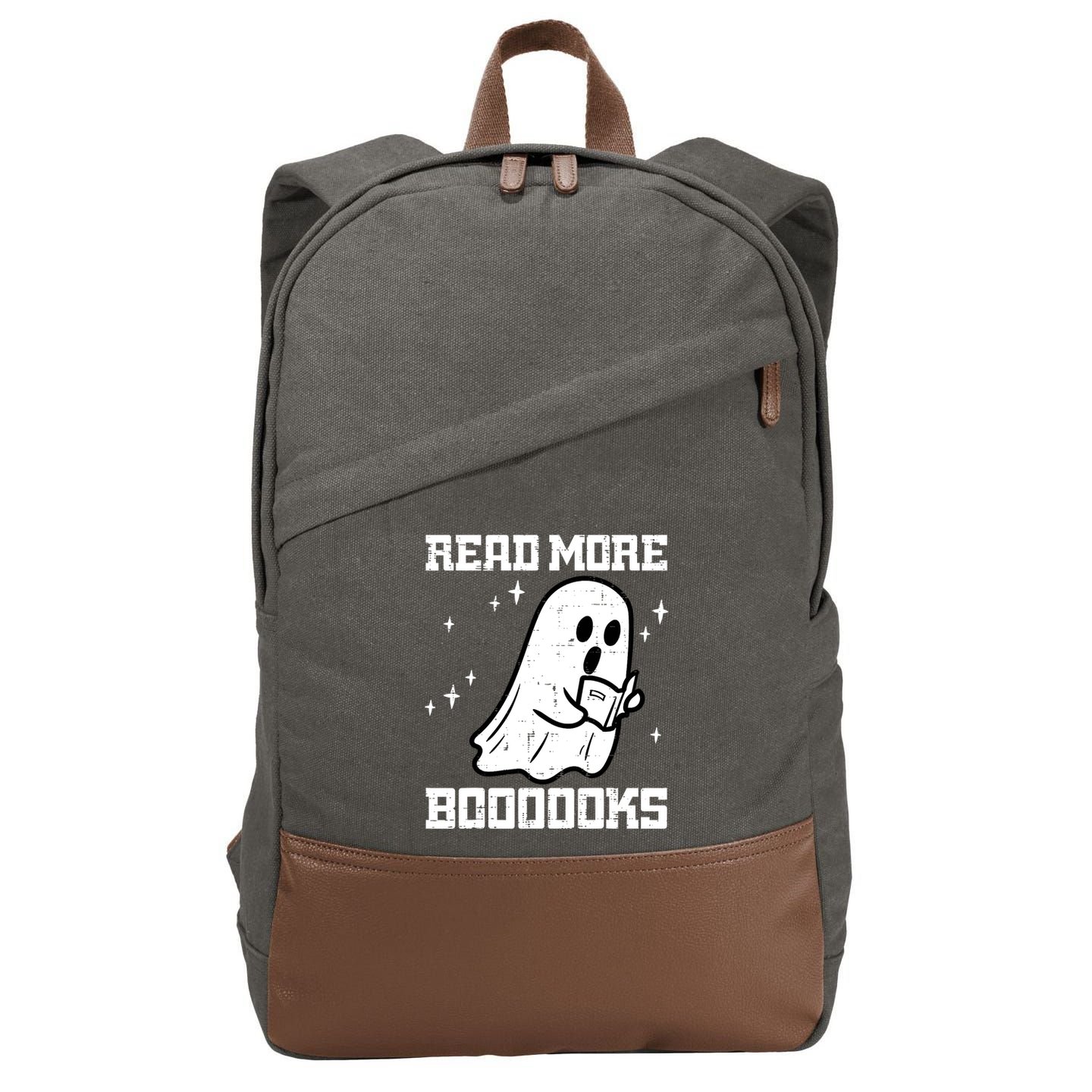 Cute Booooks Ghost Read More Books Funny Teacher Cotton Canvas Backpack