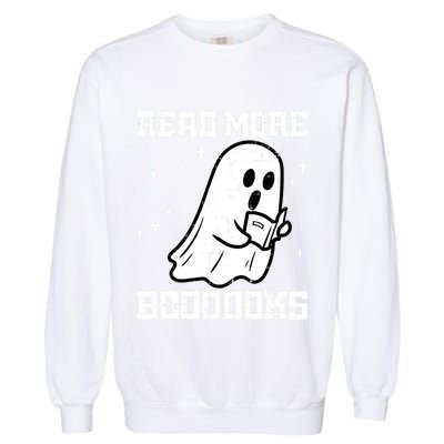Cute Booooks Ghost Read More Books Funny Teacher Garment-Dyed Sweatshirt