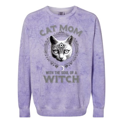 Cute Black Gothic Cat Witch Mom Occult Moon Graphic Gift Colorblast Crewneck Sweatshirt