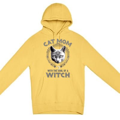 Cute Black Gothic Cat Witch Mom Occult Moon Graphic Gift Premium Pullover Hoodie