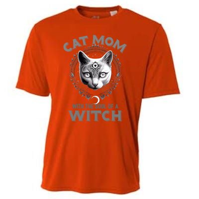 Cute Black Gothic Cat Witch Mom Occult Moon Graphic Gift Cooling Performance Crew T-Shirt