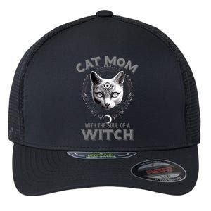 Cute Black Gothic Cat Witch Mom Occult Moon Graphic Gift Flexfit Unipanel Trucker Cap