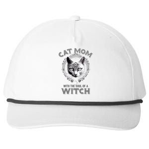 Cute Black Gothic Cat Witch Mom Occult Moon Graphic Gift Snapback Five-Panel Rope Hat