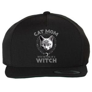 Cute Black Gothic Cat Witch Mom Occult Moon Graphic Gift Wool Snapback Cap