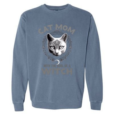 Cute Black Gothic Cat Witch Mom Occult Moon Graphic Gift Garment-Dyed Sweatshirt