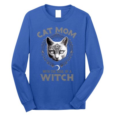 Cute Black Gothic Cat Witch Mom Occult Moon Graphic Gift Long Sleeve Shirt