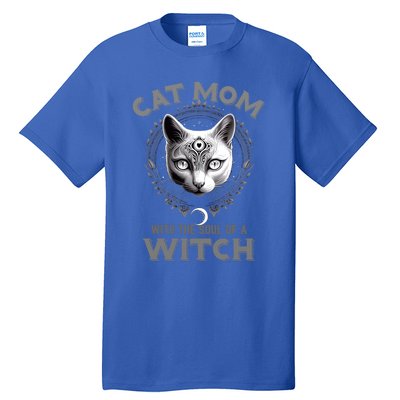 Cute Black Gothic Cat Witch Mom Occult Moon Graphic Gift Tall T-Shirt