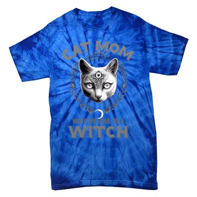 Cute Black Gothic Cat Witch Mom Occult Moon Graphic Gift Tie-Dye T-Shirt