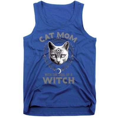 Cute Black Gothic Cat Witch Mom Occult Moon Graphic Gift Tank Top