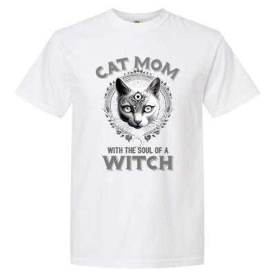 Cute Black Gothic Cat Witch Mom Occult Moon Graphic Gift Garment-Dyed Heavyweight T-Shirt