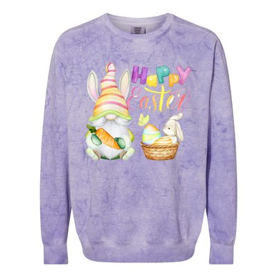 Cute Bunny Gnome Ears Rabbit Hunting Happy Easter Day Gift Colorblast Crewneck Sweatshirt