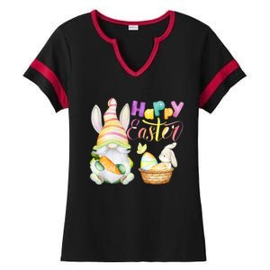 Cute Bunny Gnome Ears Rabbit Hunting Happy Easter Day Gift Ladies Halftime Notch Neck Tee