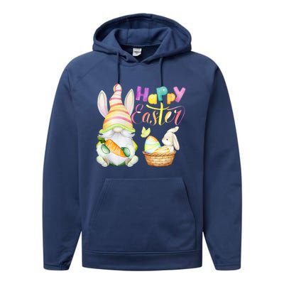 Cute Bunny Gnome Ears Rabbit Hunting Happy Easter Day Gift Performance Fleece Hoodie