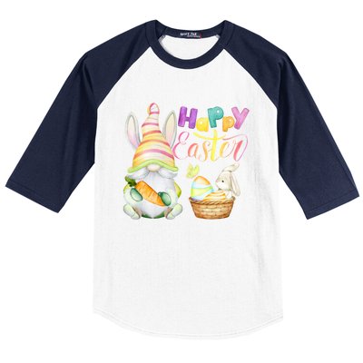 Cute Bunny Gnome Ears Rabbit Hunting Happy Easter Day Gift Baseball Sleeve Shirt