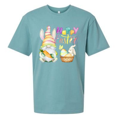 Cute Bunny Gnome Ears Rabbit Hunting Happy Easter Day Gift Sueded Cloud Jersey T-Shirt