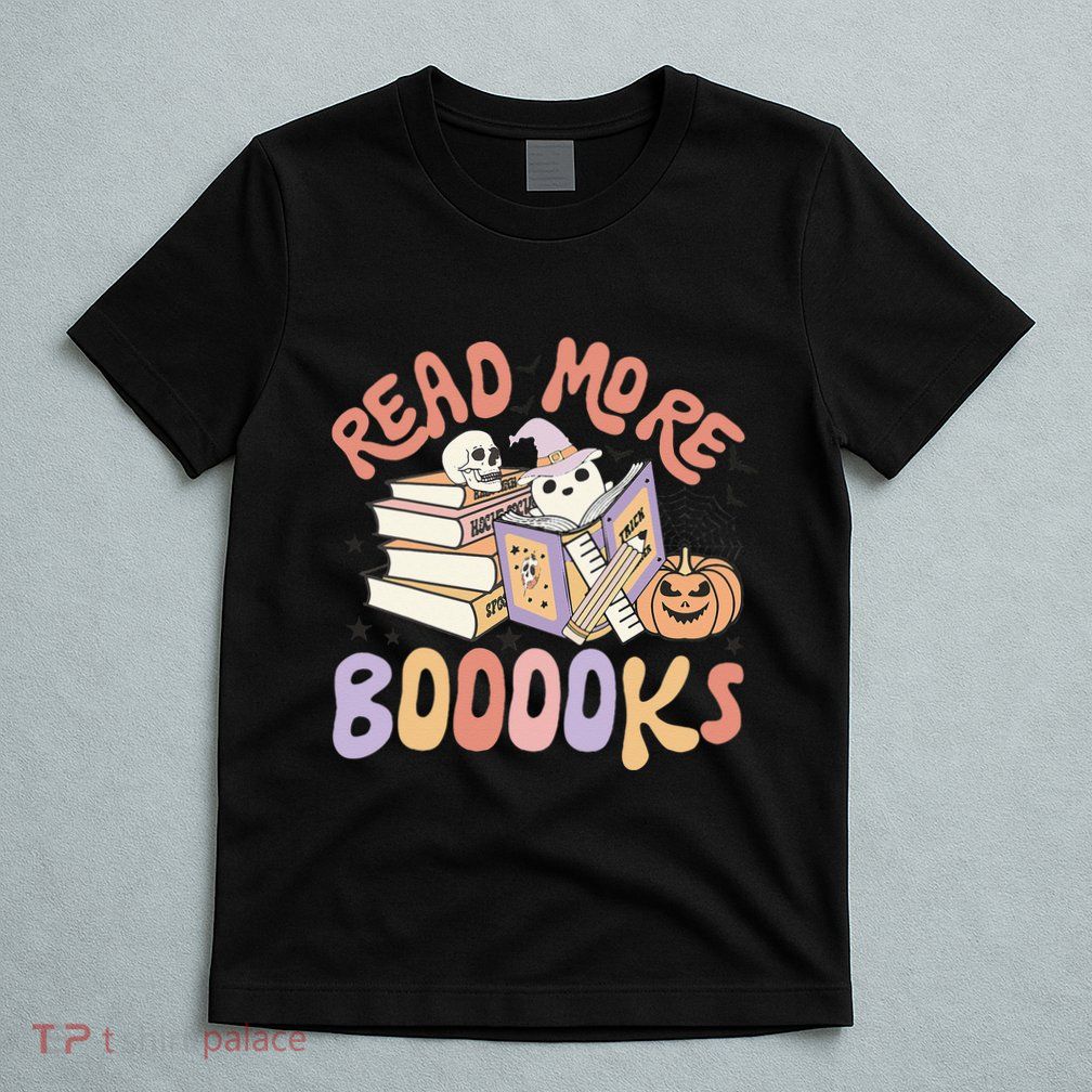 Cute Booooks Ghost Read More Books Funny Teacher Halloween T-Shirt