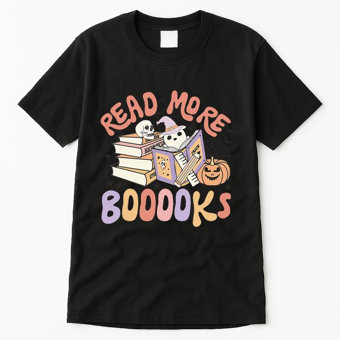 Cute Booooks Ghost Read More Books Funny Teacher Halloween Tall T-Shirt
