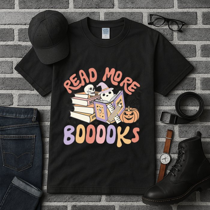 Cute Booooks Ghost Read More Books Funny Teacher Halloween Tall T-Shirt