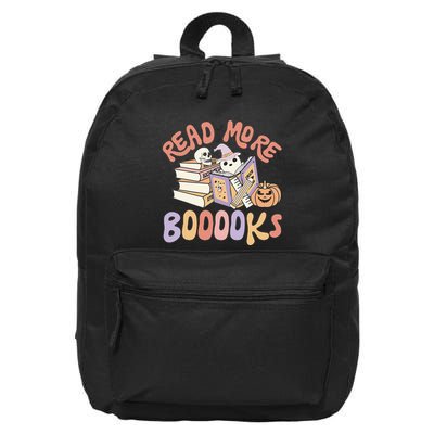 Cute Booooks Ghost Read More Books Funny Teacher Halloween 16 in Basic Backpack