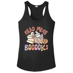 Cute Booooks Ghost Read More Books Funny Teacher Halloween Ladies PosiCharge Competitor Racerback Tank