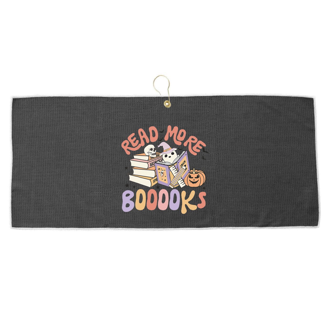 Cute Booooks Ghost Read More Books Funny Teacher Halloween Large Microfiber Waffle Golf Towel