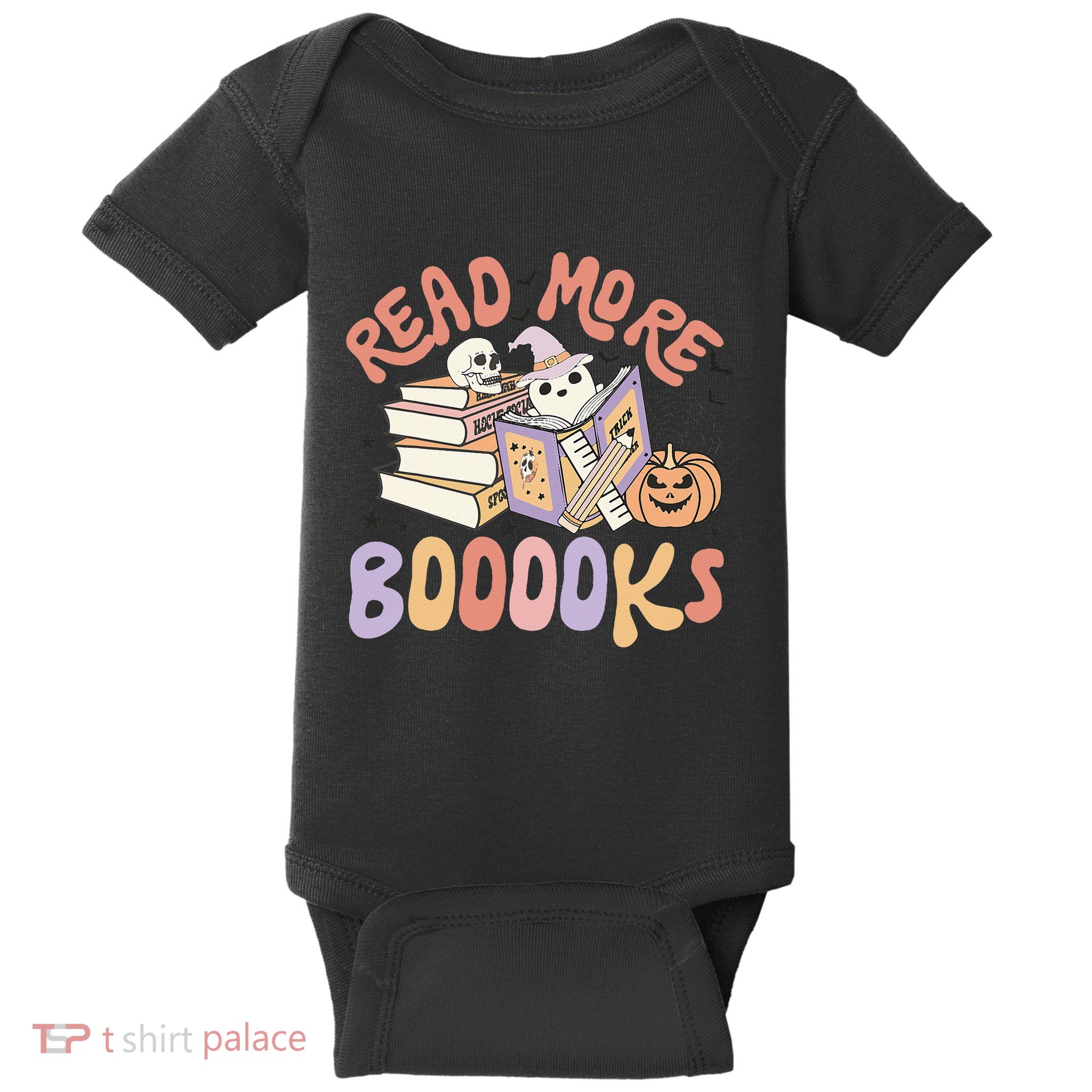 Cute Booooks Ghost Read More Books Funny Teacher Halloween Baby Bodysuit