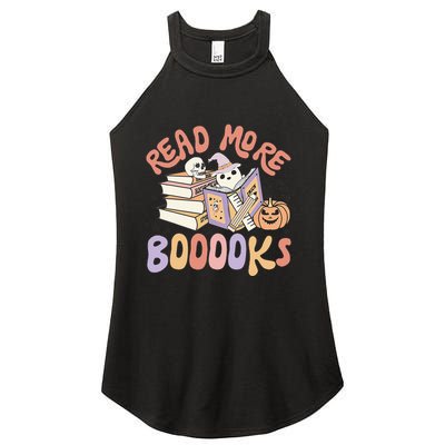 Cute Booooks Ghost Read More Books Funny Teacher Halloween Women's Perfect Tri Rocker Tank