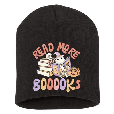 Cute Booooks Ghost Read More Books Funny Teacher Halloween Short Acrylic Beanie